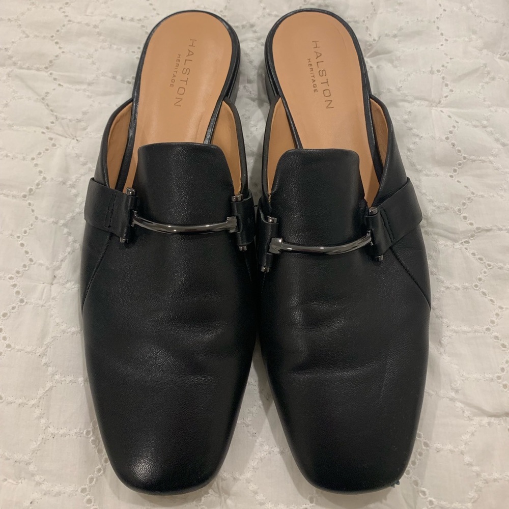 Halston Heritage Romina Horsebit Leather Mules